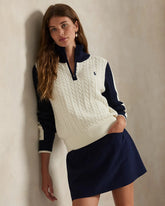 Ralph Lauren RLX Women Paneled Cable-Knit Quarter-Zip